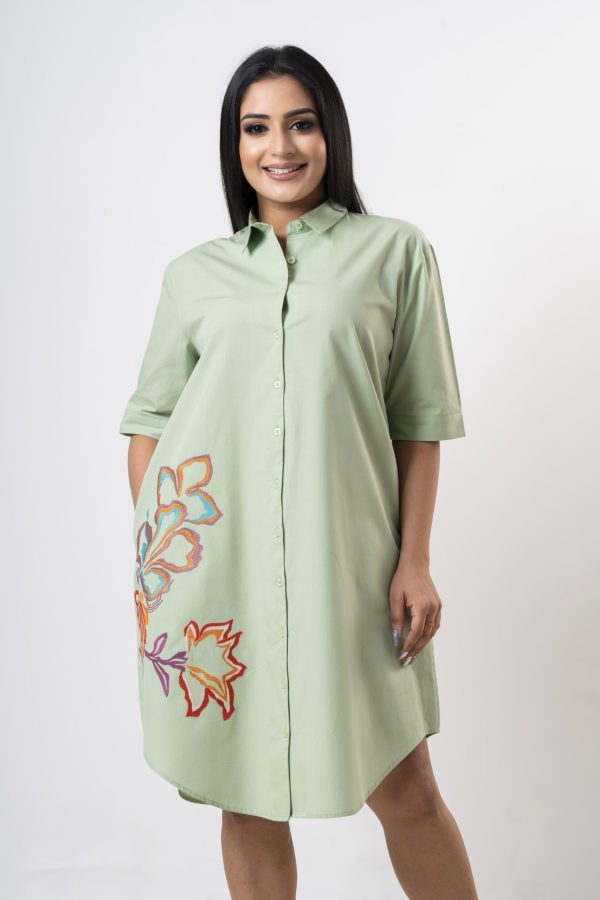 Floral Embroidered Loose-fit Short Dress - Image 3