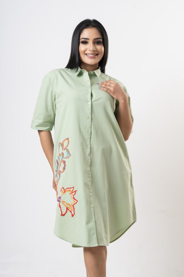 Floral Embroidered Loose-fit Short Dress - Image 4