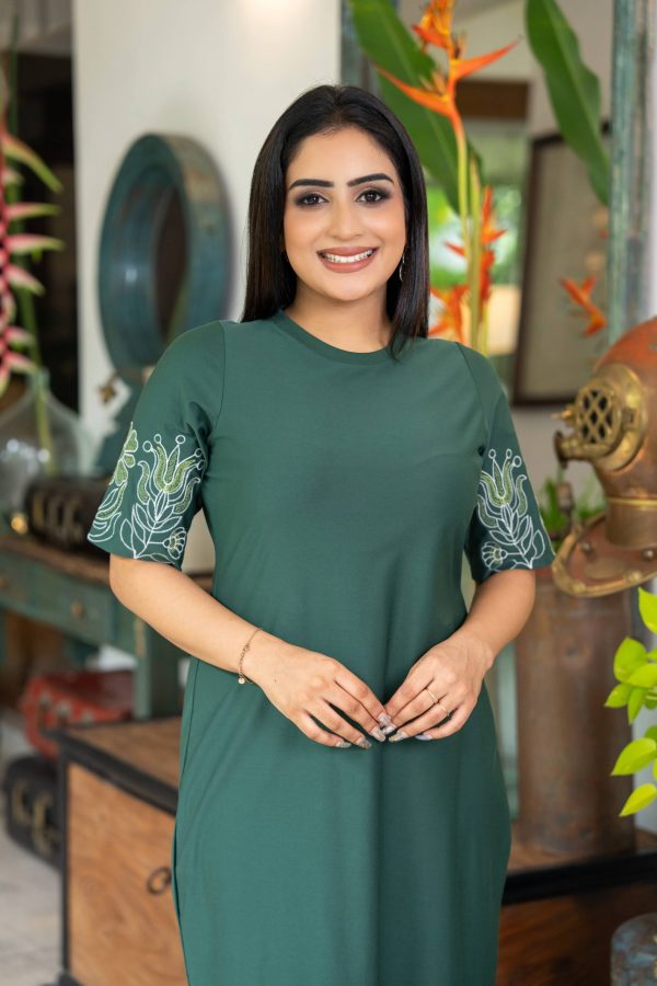 Sleeve Embroidered T-shirt Midi Dress - Image 5