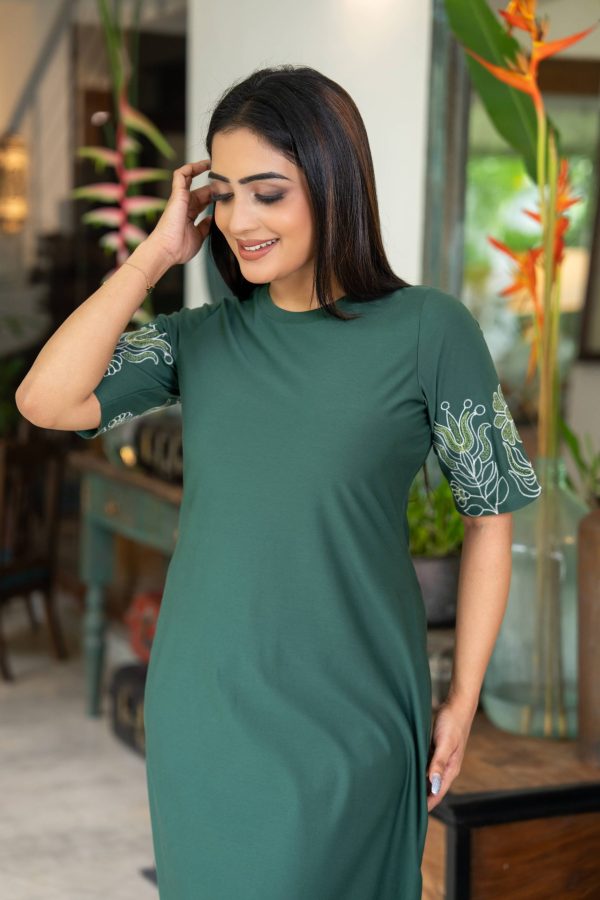 Sleeve Embroidered T-shirt Midi Dress - Image 4