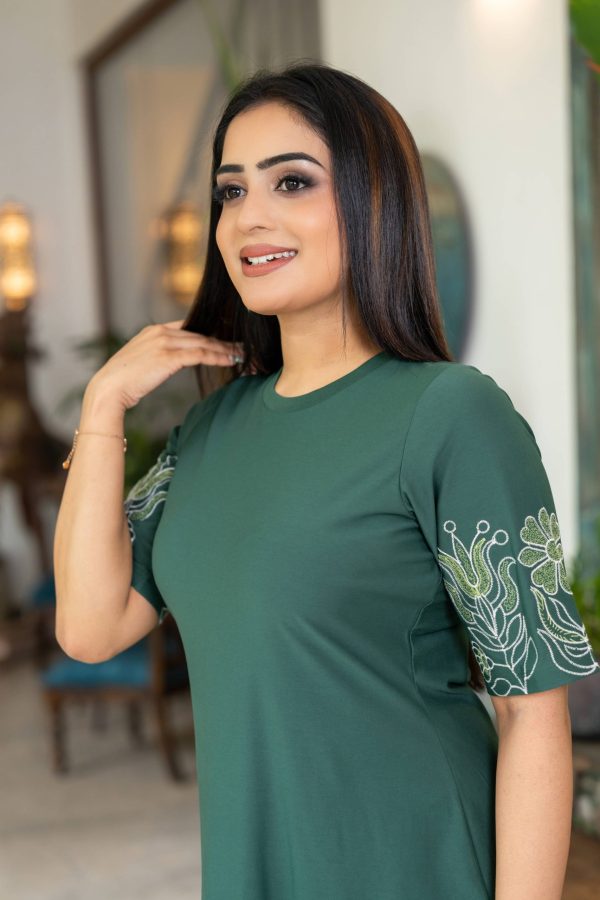 Sleeve Embroidered T-shirt Midi Dress - Image 3