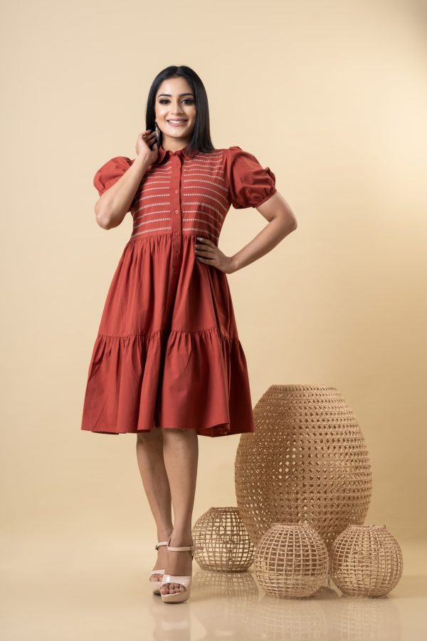 Embroidered Tiered Short dress - Image 2