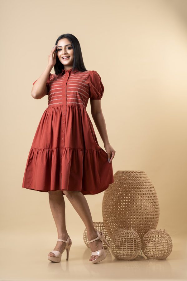 Embroidered Tiered Short dress