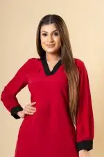 Contrast Detailed Short Dress - Image 4
