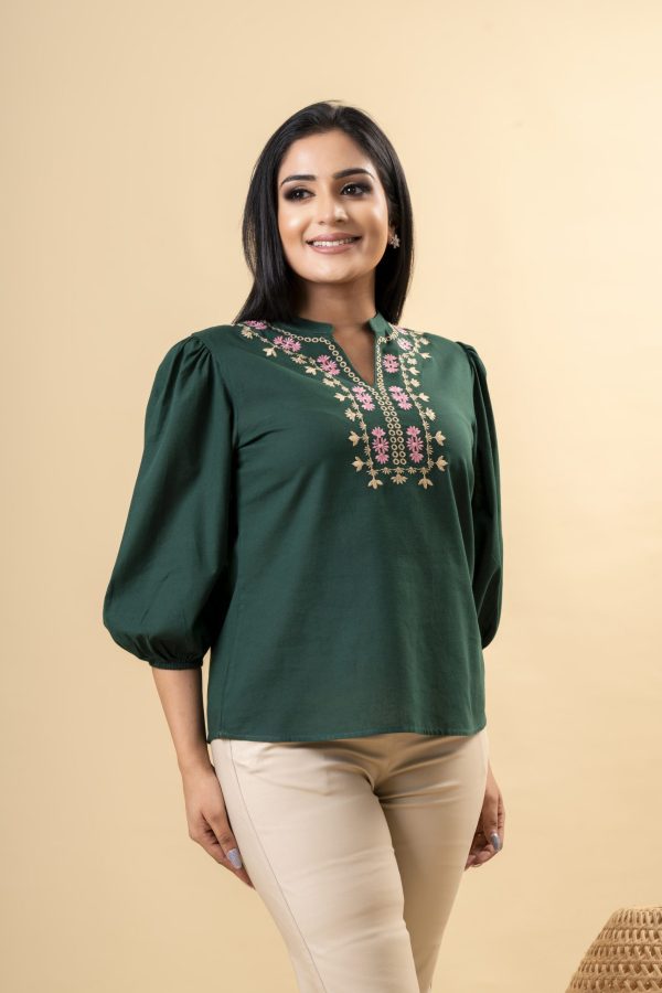 Embroidered Collared Top - Image 2