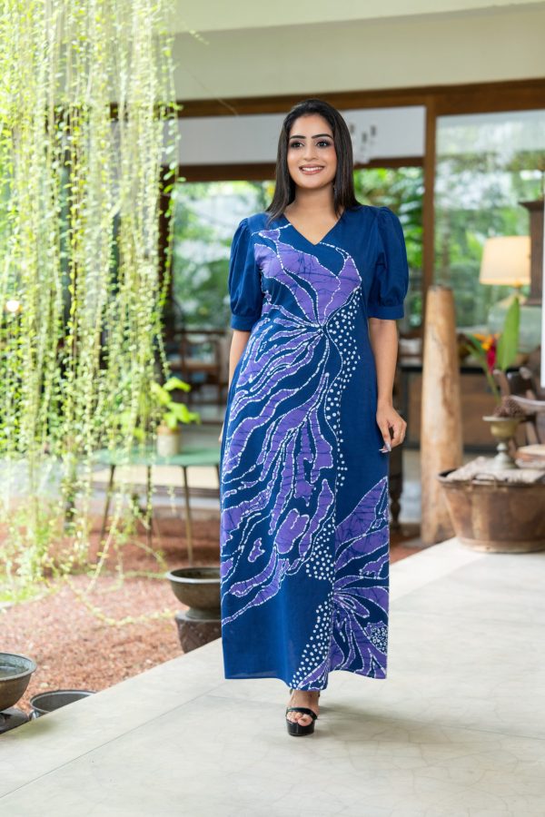 Abstract Printed Puff Sleeved Maxi Dress - Image 2