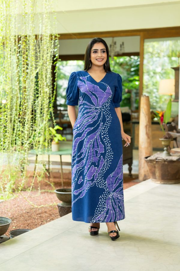 Abstract Printed Puff Sleeved Maxi Dress - Image 3