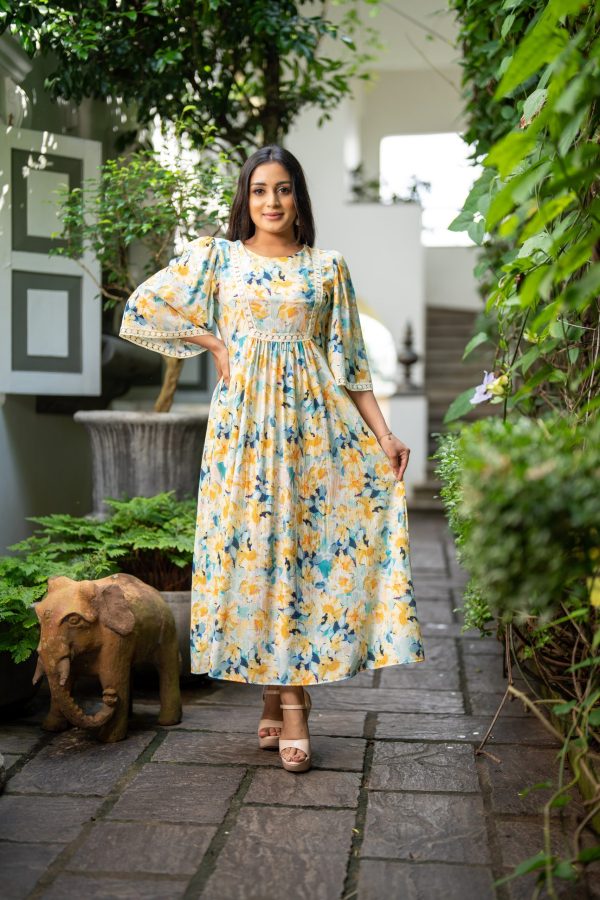 Abstract Patterned Lace Detailed Maxi Dress - Image 3
