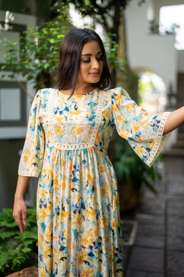 Abstract Patterned Lace Detailed Maxi Dress - Image 5