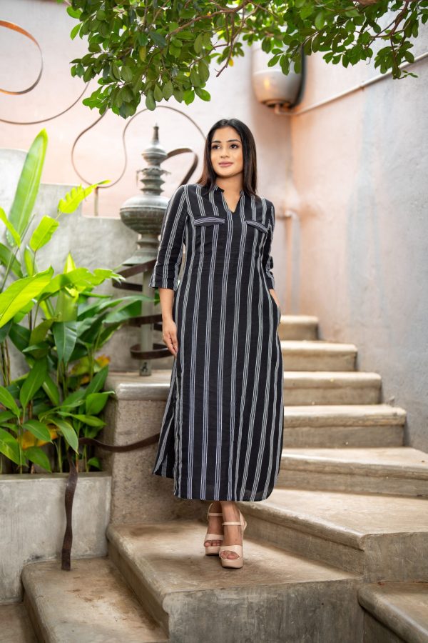 Striped Collared Maxi Shirt Dress - Image 4
