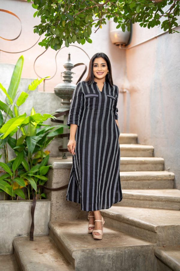 Striped Collared Maxi Shirt Dress - Image 2