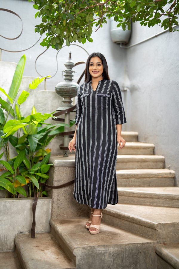 Striped Collared Maxi Shirt Dress - Image 3