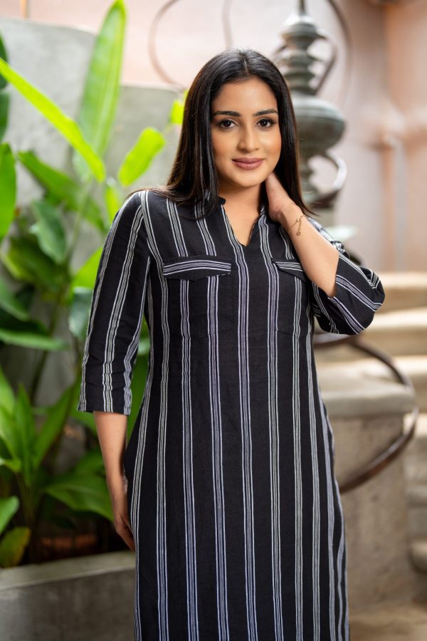 Striped Collared Maxi Shirt Dress - Image 5
