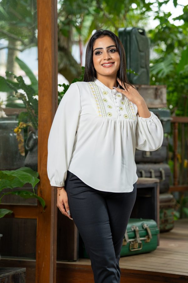 Embroidered Long Sleeved Top