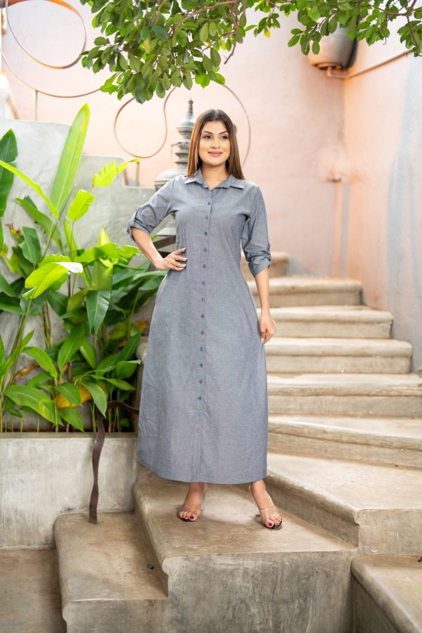 Shirt Collared Button Up Maxi Shirt Dress - Image 3