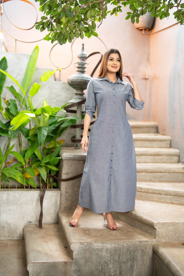 Shirt Collared Button Up Maxi Shirt Dress - Image 4