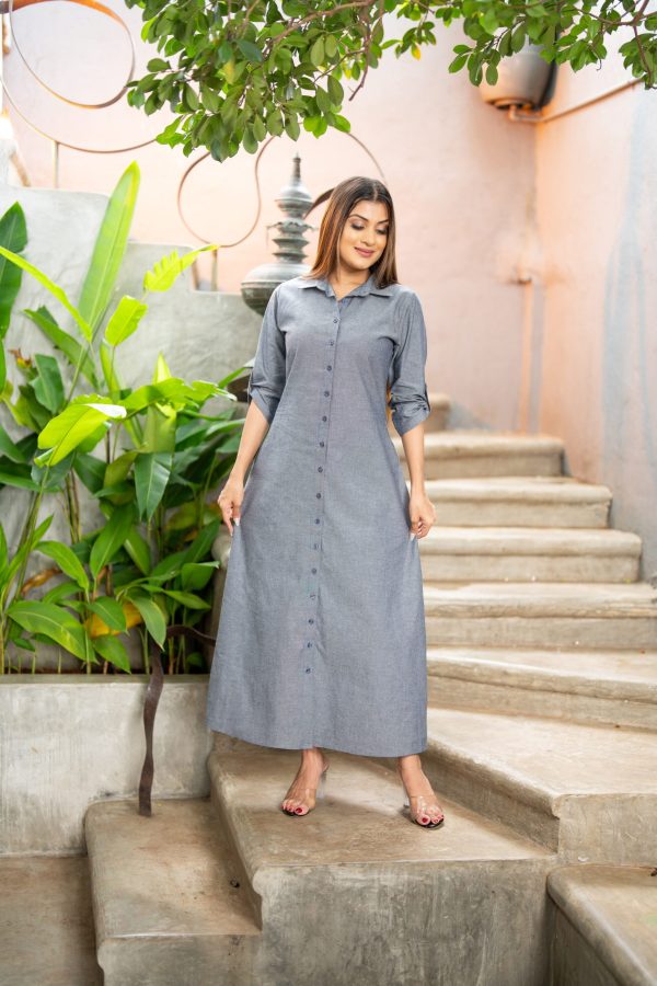 Shirt Collared Button Up Maxi Shirt Dress - Image 2