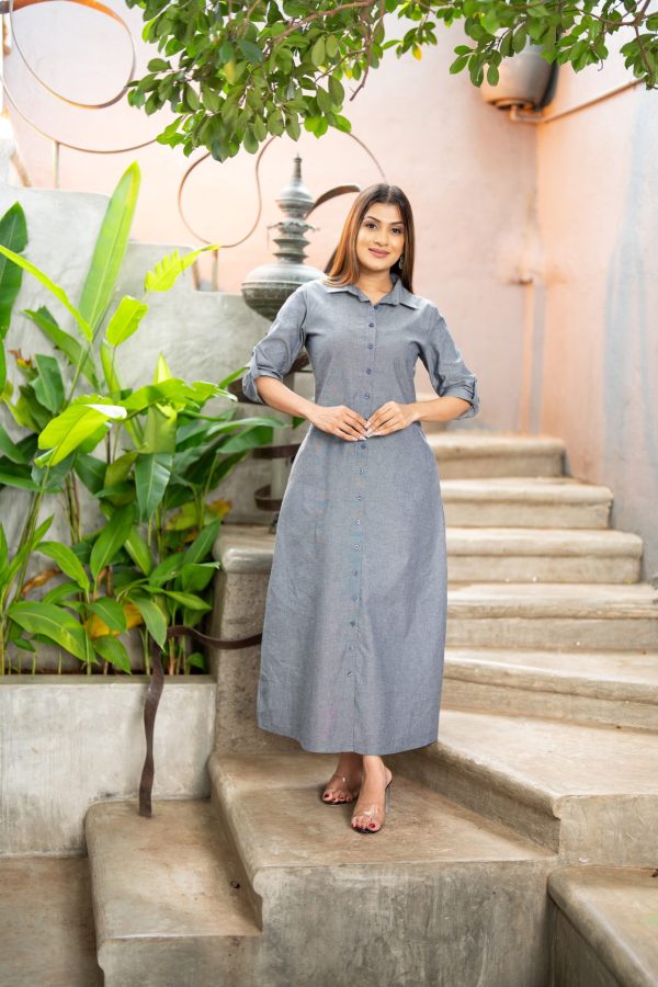 Shirt Collared Button Up Maxi Shirt Dress