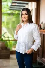 Embroidery Patterned Button Up Top - Image 2