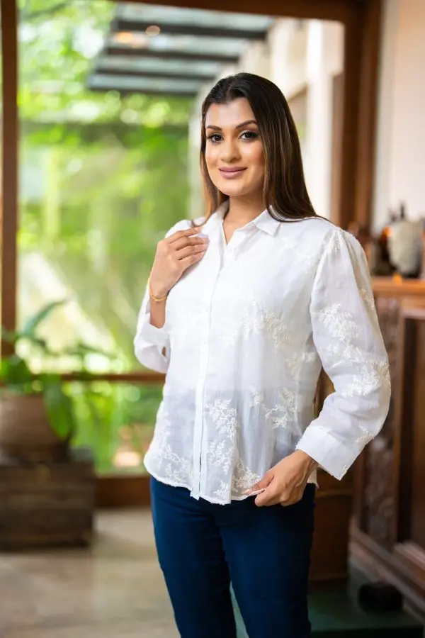 Embroidery Patterned Button Up Top - Image 2