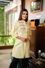 Embroidered Chinese Collared Kurta - Image 4