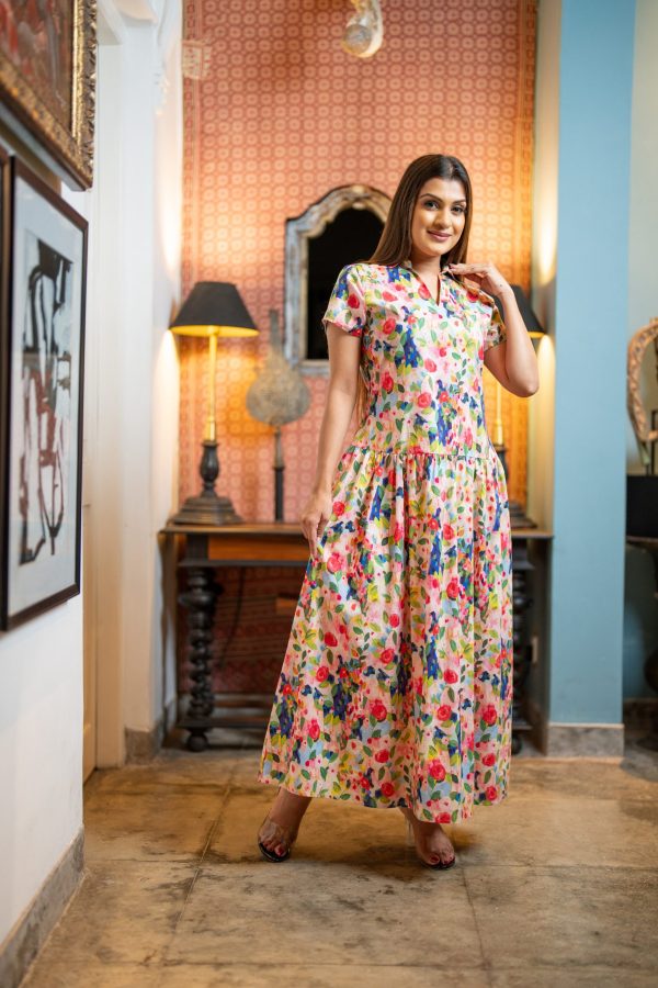 Abstract Patterned Shirt Collared Maxi Dress - Image 2