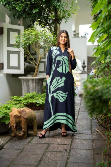 Floral Printed Batik High-Low Maxi Dress