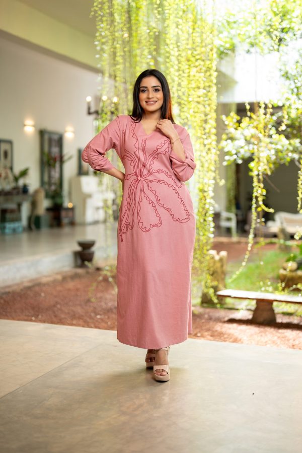 Abstract Floral Embroidered Maxi Dress