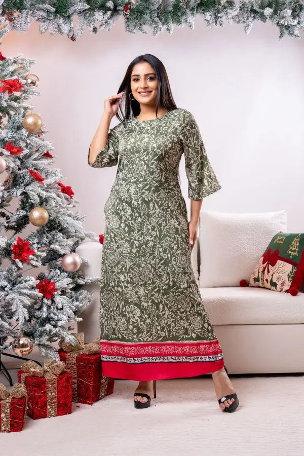 Floral Patterned Partywear Dress - Image 2
