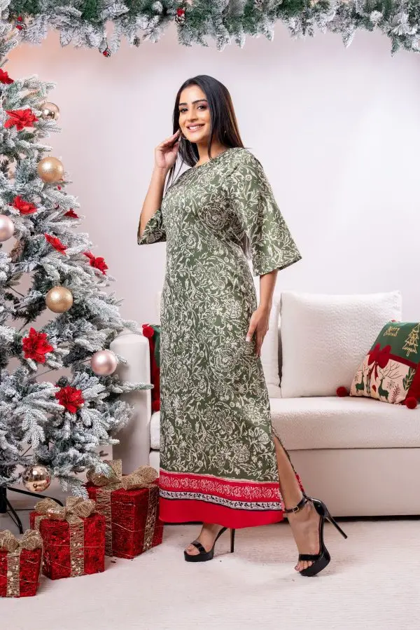 Floral Patterned Partywear Dress - Image 3