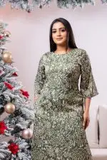 Floral Patterned Partywear Dress - Image 4