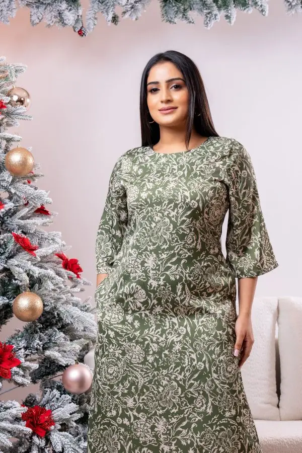 Floral Patterned Partywear Dress - Image 4