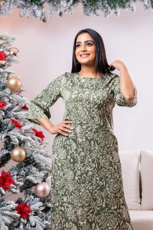 Floral Patterned Partywear Dress - Image 5