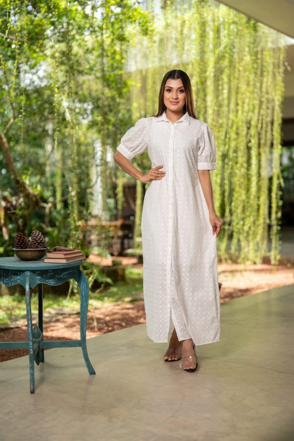 Puff Sleeved Cutlon Maxi Dress