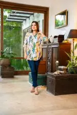 Tropical Patterned Long Shirt Blouse - Image 5