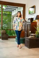 Tropical Patterned Long Shirt Blouse - Image 4