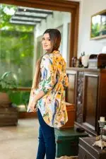 Tropical Patterned Long Shirt Blouse - Image 3