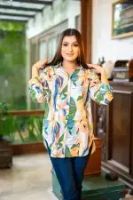 Tropical Patterned Long Shirt Blouse - Image 2