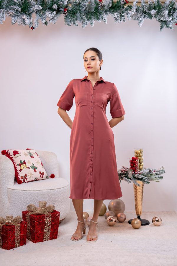 Double Pocket Detailed Button Up Midi Dress - Image 2