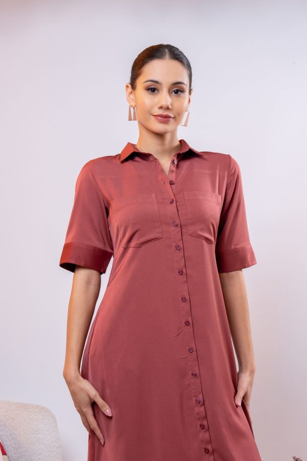 Double Pocket Detailed Button Up Midi Dress - Image 4
