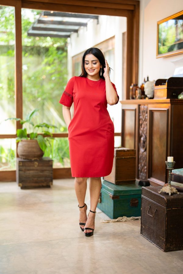 Sleeve Embroidered T-Shirt Dress - Image 4