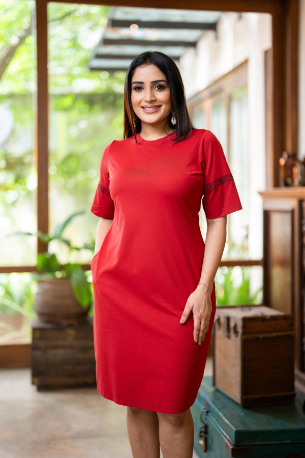 Sleeve Embroidered T-Shirt Dress