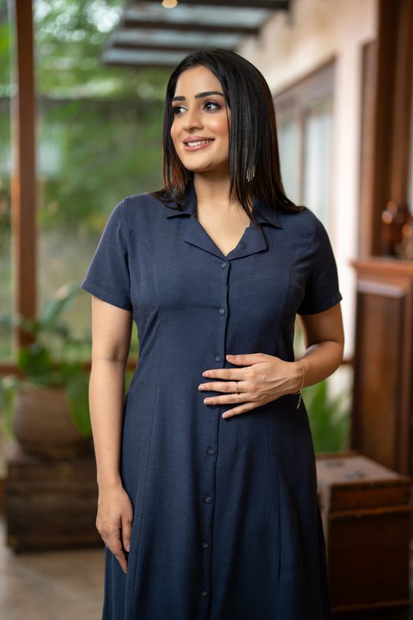 Lapel Collar Button Up Midi Dress - Image 5