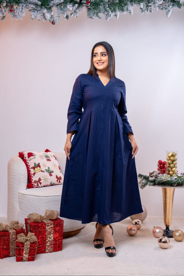 Front Zipper Detailed Long Sleeved Maxi Dress - Image 3