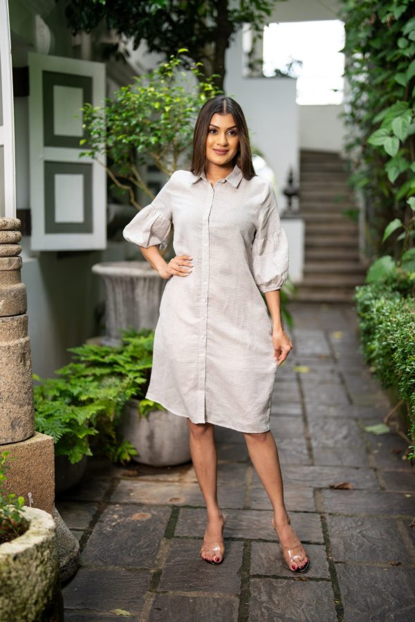 Striped Button Up Short Dress - Image 2