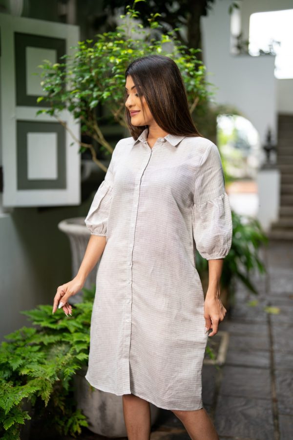 Striped Button Up Short Dress - Image 3