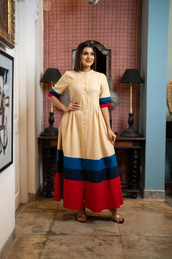 Color-Block Button Up Maxi Dress - Image 5