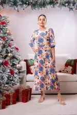 Flare Sleeved Pleated Party Wear Dress