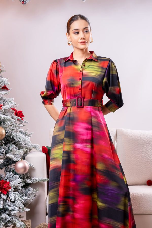 Ikat Patterned Evening Wear Maxi Dress - Image 4