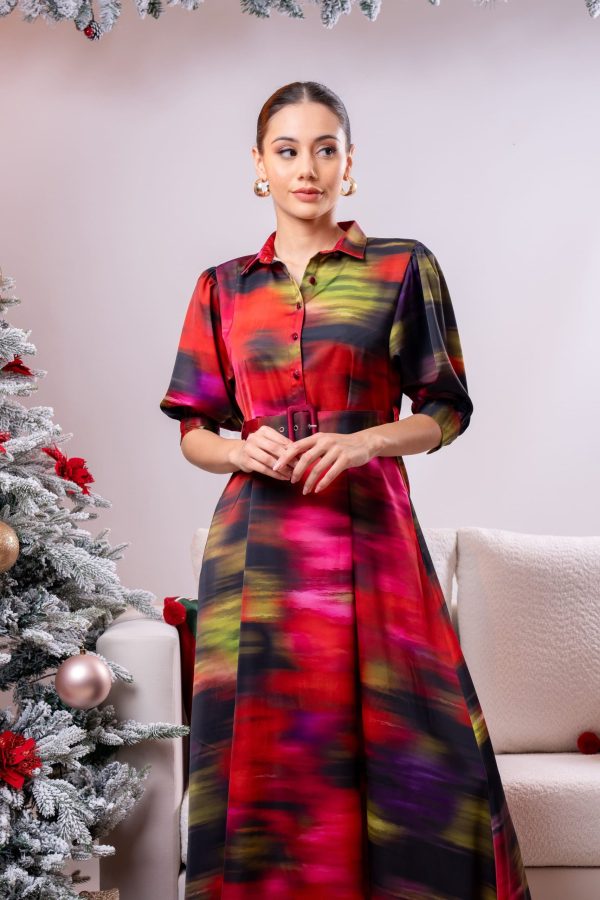 Ikat Patterned Evening Wear Maxi Dress - Image 5